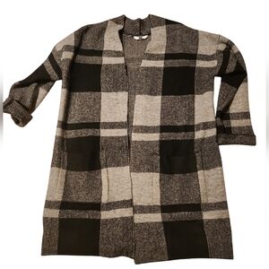 NWOT Time and Tru Sweater Open Cardigan Black & Gray Block Relaxed Fit L